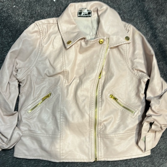 Designed by Disney Pink Faux Leather Jacket Girls Size 6 - Picture 1 of 4